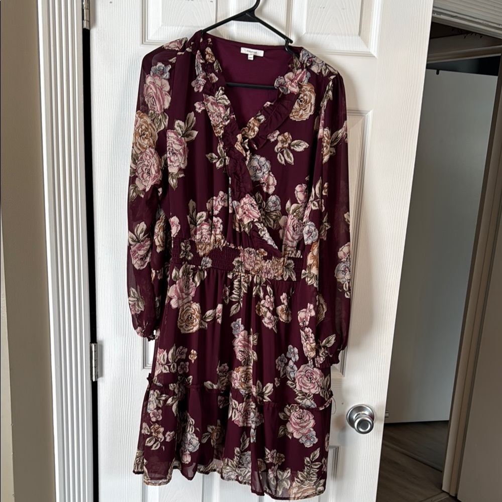 Floral Burgundy Dress